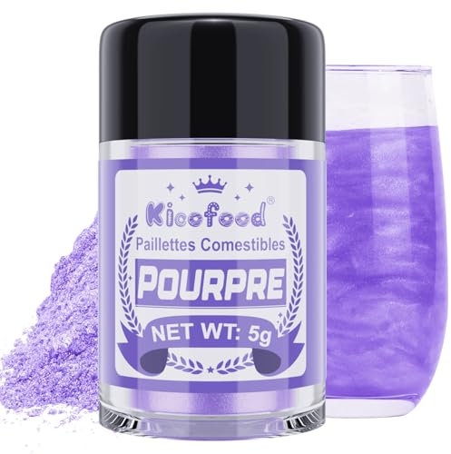 Paillettes Comestibles - Kicofood 5g Paillettes Alimentaires Comestibles, Paillette Alimentaire, Colorant Alimentaire Paillettes for Cocktails Décoration de Gâteaux Chocolats (Pourpre)