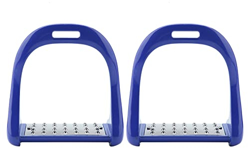 CDQL 1 Paar Reitsteigbügel – Englischer Sattel-Sicherheitssteigbügel aus Aluminium mit Rutschfester Unterlage – Reitsattel-Steigbügel aus Aluminium mit Lackierung, (Blau)