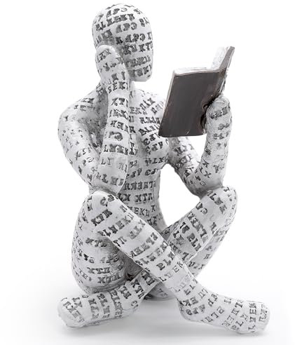 JJQHYC Abstrakte Frau Denker Leseratten Skulptur Bücherregal Deko Lesen Frau Figur Statue Lesefigur Skulpturen Denker Ornamente für Wohnzimmer (A)