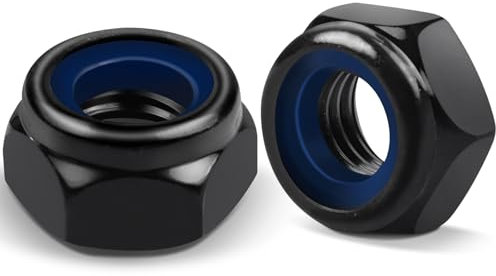10 tuercas hexagonales M10, Jeboler DIN 985, tuerca M10, color negro, tuercas de seguridad A2 V2A, tuercas autoblocantes, rosca métrica, tuerca de parada, hexagonal, tuerca de acero inoxidable