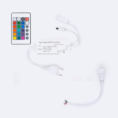 LEDKIA LIGHTING Controller Striscia LED RGB 220V AC 192 LED/m Larga 12mm Taglio 10cm RGB
