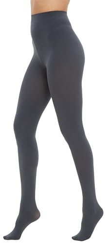 CozyWow Blickdicht Damen Strumpfhose Elastisch Semi Stützstrumpfhose in 27 Farben Dunkelgrau L-XL