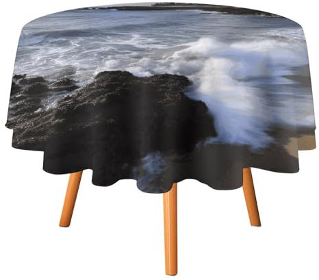 HJKBCV Tischdecke, wasserdicht, 300D-Polyester, Tischdecke Puerto Rico, Strandtischdecken für Küche, knitterfrei, Tischdecken für Esstisch, für den Außenbereich