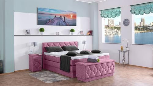 Boxspringbett Yara 180x220, DS-Viola, 7-Zohnen Taschenfederkernmatratze, Ergoflex - Inklusive Aufbau - Deutscher Hersteller