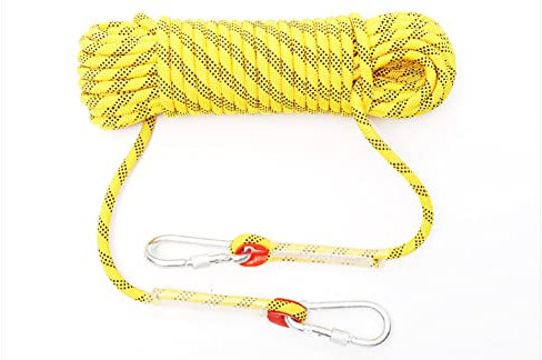 Cuerda estática de escalada de 10 mm, cuerda de escape para hielo y bomberos, cuerda de paracaídas para gancho de agarre, color amarillo, 40 m