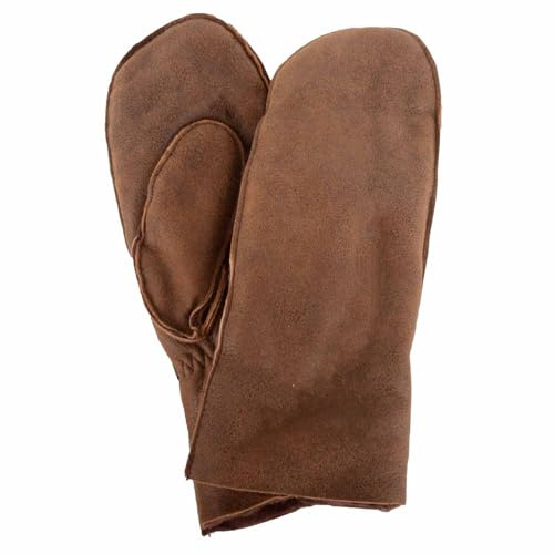 SNUGRUGS Womens Double Face Sheepskin Mitten with Turn Back Cuff Detail - Russet