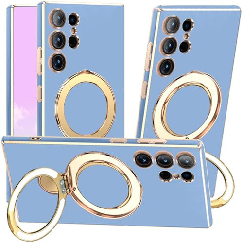Kainevy Cover per Samsung S24 Ultra Magnetica Silicone con Supporto Protezione Fotocamera, Compatibile con MagSafe, Nera Custodia per Samsung S24 Ultra Cover Antiurto Sottile Case (Azzurro)