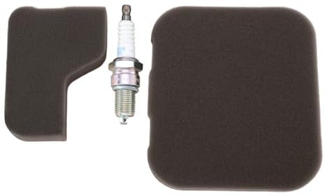 Create idea 1 Set Service Kit Lawnmower Spark Plug Air Filters Kit BKR5E Spark Plug Lawnmower Maintenance Air Filters Compatible with Mountfield SP164 SP185