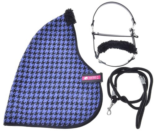 LarDen Hobby Horse Zubehör Set Harmony - Stalldecke, Halfter mit Fell, Führstrick | HANDGEFERTIGT | Große S | Steckenpferd - Blau, Stockpferd Set, Hobby Horsing Pferd, Spielpferd, Hobbyhorse