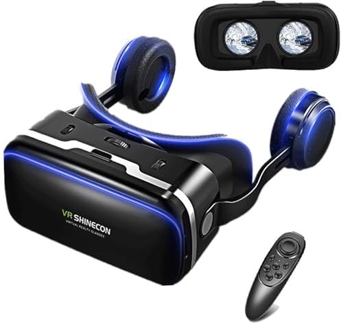 VR Headset for Phone with Headphones& Controller, 3D Virtual Reality Glasses/Goggles with Blue Light Viewer for Movies & Video Games, Support 4.7-7.2” Screen Smartphone