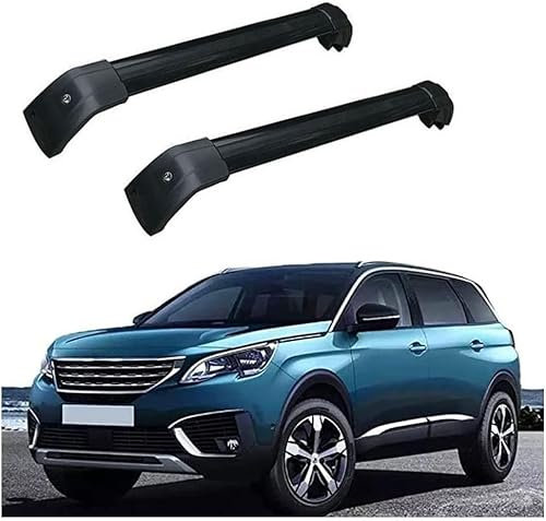 HIENHD Barres De Toit pour Peugeot 5008 2016-2022,Voiture Porte Bagages Aluminium Galerie Toit, Décoratif Barres De Toit Rails Porte-Bagages Barres,A Black