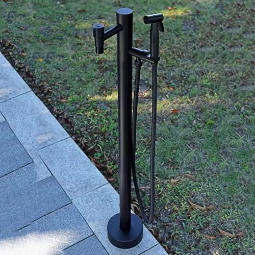 Support de tuyau d'arrosage autoportant en acier inoxydable de qualité supérieure avec colonne d'eau verticale pour jardin, pistolet pulvérisateur et robinet extérieur, support de robinet durable pou