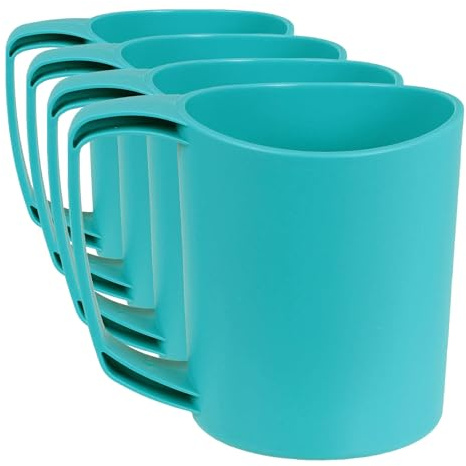 Lifeventure Ellipse Reusable Mug for Camping, Travel & Outdoor - Teal (Pack of 4)