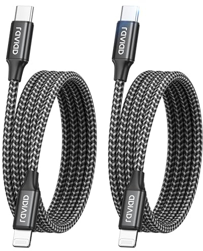 RAVIAD Extra Long USB C to Lightning Cable 3M 2Pack [MFi Certified] | iPhone Fast Charger Cable Nylon PD Fast Charging USB C Lightning Cable for iPhone 14 13 12 11 Pro Max X XR XS 8 Plus, iPad