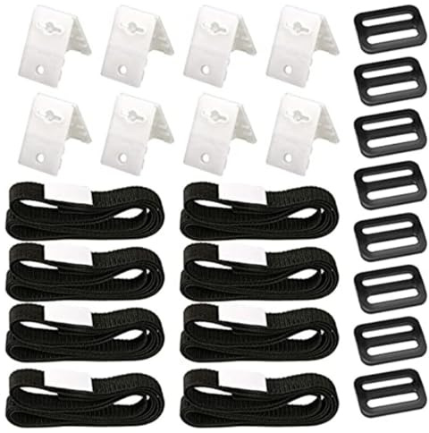 MAGICLULU Kit 24 Pièces D’Accessoires pour Enrouleur de Couverture Solaire de Piscine, Sangles Noires Résistantes et Plaques de Fixation, Matériel Piscine pour Bâche de Protection Solaire
