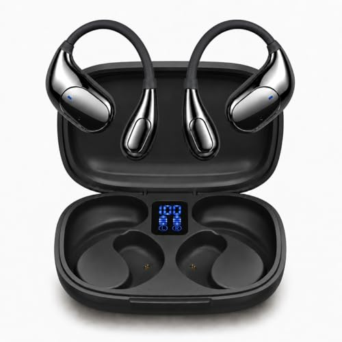 GYQX Wireless Earbuds Bluetooth 6.0, Bluetooth Earphones with Earhooks, 50H Playtime LED Display, Wireless Headphones with Mic, Touch Control, HiFi Stereo Ear Buds for iOS Android Gym Running