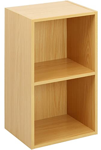 Oypla 2 Tier Wooden Shelf Beech Bookcase Shelving Storage Display Rack