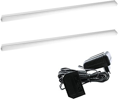 Pachel LED Glasbodenleuchte 450mm 3000K Warmweiß - [LED Profil, Lichtleiste, Wohnzimmer Beleuchtung, Indirekte Beleuchtung, Alu-profil, Einlassleuchte, Küchenbeleuchtung] (2er Set)