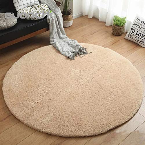 LIVEINU Hochflor Shaggy Teppich für Wohnzimmer Langflor Pflegeleicht Rund Teppich Hochwertig Hohe Fadendichte Wasser Absorbierend Badezimmerteppich Für Wohnzimmer Kamel Ø 80 cm