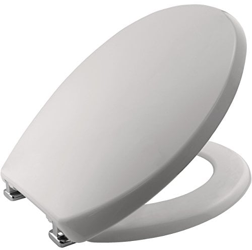 BEMIS Buxton Ultra-Fix Thermoplastic Whisper Grey Toilet Seat. Non Slip Toilet Seat with Adjustable Chrome Hinges. Plastic Material, Universal, Easy to Clean & Quick Installation, Whisper Grey