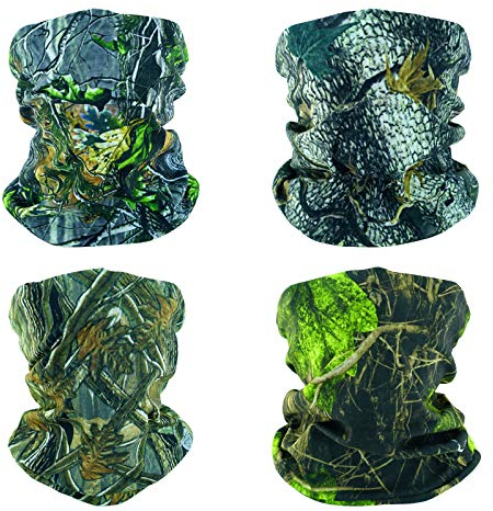 SMEHCF 4 Bandeau Bandana Cagoule Demi Masque Bouclier Tête Cheveux Écharpe Cache-Cou Chapeau Polyvalent Pour Femmes Hommes Respirant Réutilisable Lavable Camo Forêt