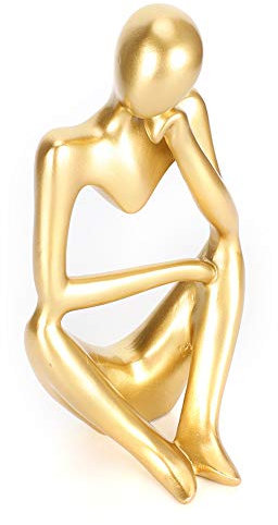 Cikonielf Goldene Skulptur Ornamente Denker Home Decoration Denker Statue Desktop DIY Dekor Denker Menschen Abstrakte Ornament Skulptur