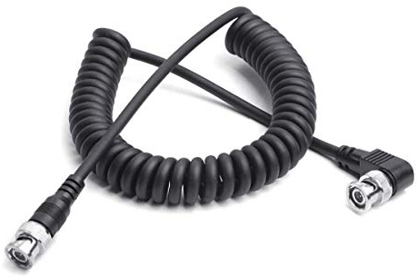 HangTon - Cavo coassiale a spirale per telecamera HD SDI 3G 6G 4K, 75 ohm, ad angolo retto BNC a BNC dritto