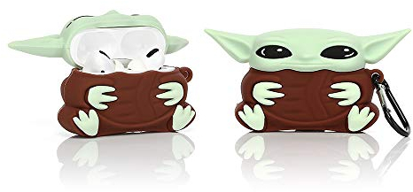 YIGEYI Silikon Hülle Kompatibel mit Airpods Pro Funny Cute 3D Cartoon Case Cover[Yoda Baby] (Braun)