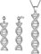 Aurora Tears Infinity Spiral DNA Doppelhelix Chemie Wissenschaft Halsketten Ohrringe Ringe Set 925 Sterling Silber Biologie Molekül Anhänger Schmuck Set DS0096W
