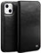 Yidai-Silu iPhone 13 Cowhide Money Holder 【3 Card Slots, Handmade, Classics】 Real Leather Wallet Flip Case Shockproof TPU Phone Folio Cover for iPhone 13 - Black&B