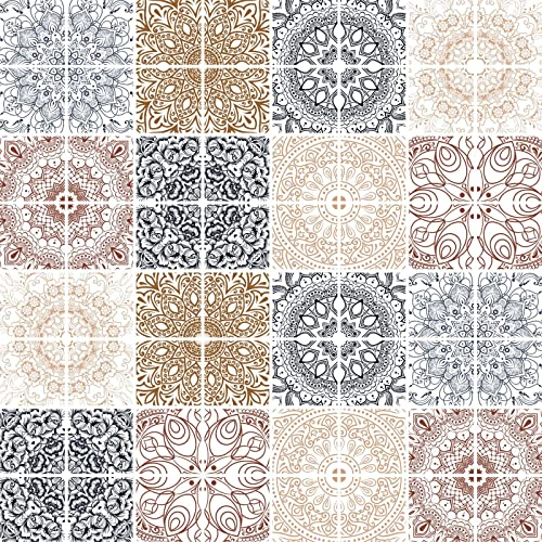 FoLIESEN - Fliesenaufkleber | selbstklebende Fliesen-Folie für Bad & Küche | Deko Klebe-Folie für Wandfliesen Küchenrückwand & Bordüren | Patchwork No.12, .:9.5x9.5 cm / 64-tlg. Set