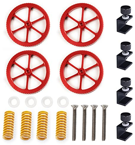 5Aplusreprap 4 Stück Aluminium Hand Twist Nivelliermutter mit 4 Stück Hot Bed Stanzfedern für Ender 3/3 Pro/5/Ender-5 Plus/Ender 5 Pro, CR-10, CR10S/CR 10S 3D-Drucker