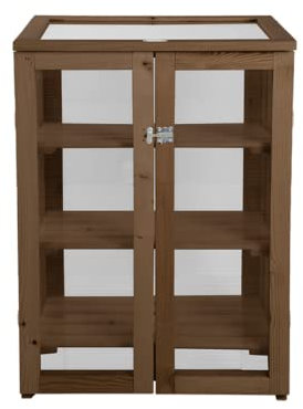 AC-Déco Mini Serre en Bois S - L 54 X L 69,4 X H 85 Cm - Marron