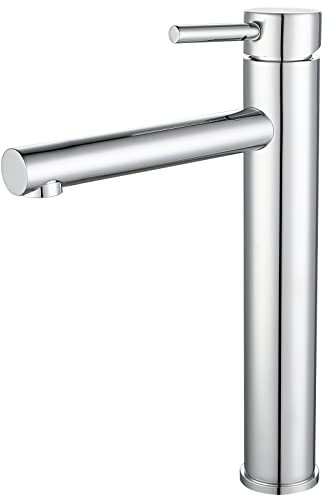 VALAZ Grifo Lavabo Cromado Alto Pica | Grifo Monomando Lavabo, Mezclador Agua Fría y Caliente, Ahorro de Agua | Instalación Facil y Rápida | Latón, Inoxidable, Elegante, Caño Recto, Serie Palancia