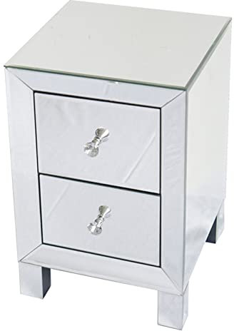 TANYTAO-SHOP Nachttische Nachttisch Locker Modern 2 Schublade Nachttisch Aufbewahrungsschublade Schlafzimmer Silber Seitentisch Schlafzimmertische.