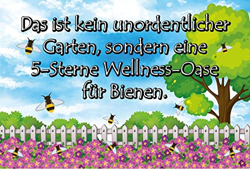 Generisch Blechschild Spruch 40x30cm kein Garten 5 Sterne Oase Metall Deko Schild tin Sign