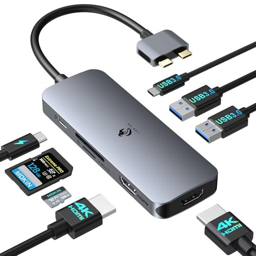 Hub USB alimentado, divisor de concentrador de datos USB de aluminio de 10 puertos con 3 puertos USB 3.1, 4 puertos USB 3.0, 3 puertos de carga, interruptores individuales de encendido/apagado y