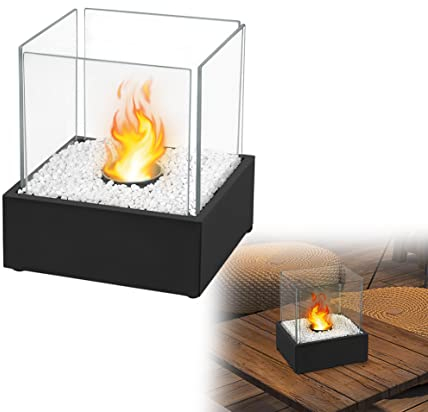 HENGMEI Chimenea de Mesa de etanol para Interior y Exterior con Piedras Decorativas de bioetanol (Tipo D)