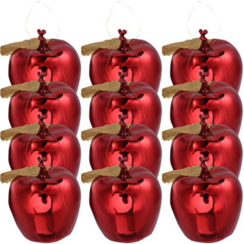 ABOOFAN Weihnachten Deko Anhänger Weihnachtsschmuck Anhänger Christbaumschmuck Weihnachtsbaum Anhänger Apfel Form Weihnachtsdeko für Zuhause Tannenbaum Zimmer Fenster Dekoration 12 Stück Rot