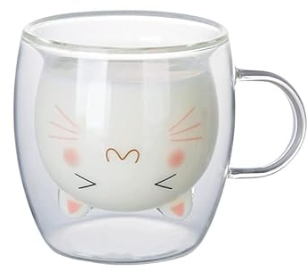 Xzeemo 250ML Tasse à thé en Verre de Ours, Tasse de Café à Double Paroi en Verre, Tasse de Lait, Tasse Mignonne, Verres à Double paroi Tasse à café Expresso, Transparent Verre à Double Tasse…