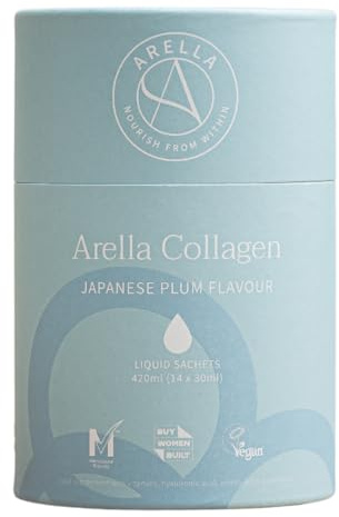 Vegan Collagen Supplement with biotin, Hyaluronic Acid, with Vitamins B & C - for Hair, Skin and Nails, Japanese Plum Flavour - 14 x 30 ml Vegan Collagen Sachets per Box