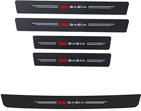 KBUYS 5pc Car Door Sill Threshold Protector Sticker Compatible With Dacia Logo Duster Spring Logan Sandero Jogger Lodgy Bigster Dokker Accessories (Color : 5PCS NEW For DACIA)