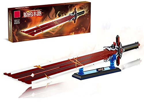 GIOBOY Ninja Schwert Katana Modell Bausatz, Anime Samurai Schwert Bausteine Set, mit Ständer, 823 Teile Klemmbausteine Schwert Bauspielzeug, Kompatibel mit Lego