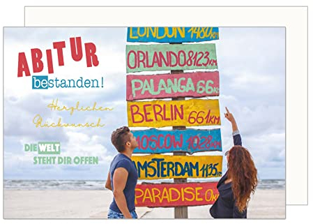 Edition Seidel Premium Glückwunschkarte zum Abitur mit Umschlag. Abiturkarte Grusskarte Billet Karte mit Spruch Abi Prüfung Junge Mädchen (PR125 SW023)