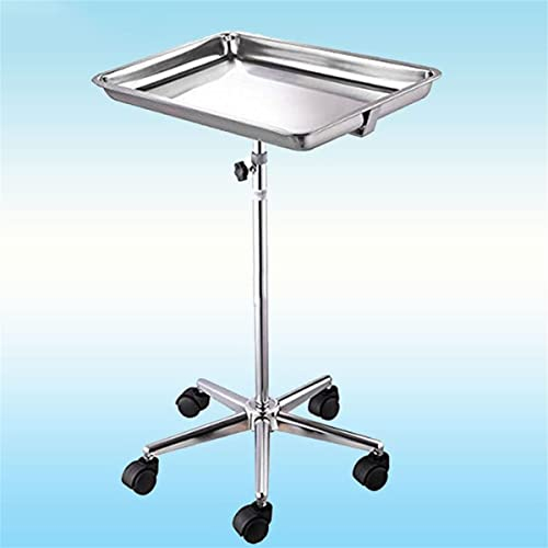 ANYURAN Soporte de Mayo para Bandeja médica con Ruedas, Estante para Instrumentos quirúrgicos, Bandeja de salón Grande Ajustable en Altura de Acero Inoxidable con Bandeja extraíble