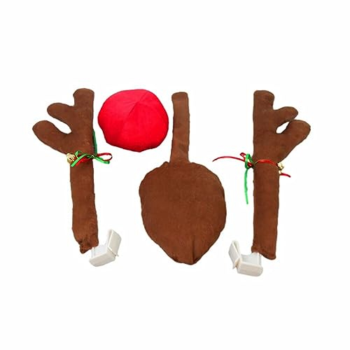 Rentier Auto Set, Auto Plüsch Rudolph Kostüm, Auto Deko Weihnachten Neu Weihnachten Elchgeweih Mit Geweih Und Roter Nase Für Auto Dekoration Kit Für Auto, Truck, Van Und SUV