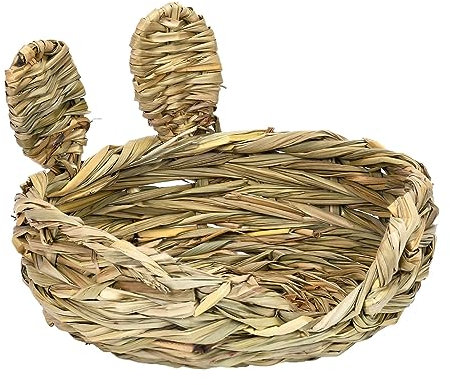 AWHAO Kaninchen-Grasbett, Grashaus für Kaninchen, Heubett für Haustiere, Einstreunest für Kaninchen, Stil mit halber Öffnung