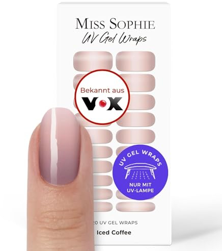 Original Miss Sophie UV Gel Nagelfolien Iced Coffee UV I 20 UV Gel Nagellack-Streifen mit Farbverlauf I Für Finger- & Fußnägel
