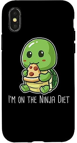 Hülle für iPhone X/XS I'm On The Ninja Diet Schildkröte Turtle Pizza Geek Nerd