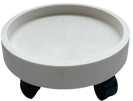 BEIJIALY Plant Caddies with Wheels, Flower Pot Tray Wheels Round Shape Removable Rotating Wheels Plant Stand, Heavy Duty Flower Pot Rack on Rollers for Balcony White(22)